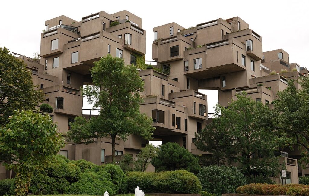 Habitat 67 — a modernist housing experiment that deconstructed the residential mass into prefabricated units, offering an alternative to conventional vertical housing through terracing, voids, and hanging gardens.